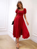 Vestido Midi Feminino Manga Bufante com Fenda