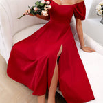 Vestido Midi Feminino Manga Bufante com Fenda