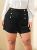 Frenchy Botões na frente Simples ocasional Short plus size