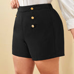 Frenchy Botões na frente Simples ocasional Short plus size