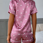 Pijama Feminino Cetim Coração Curto