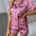 Pijama Feminino Cetim Coração Curto