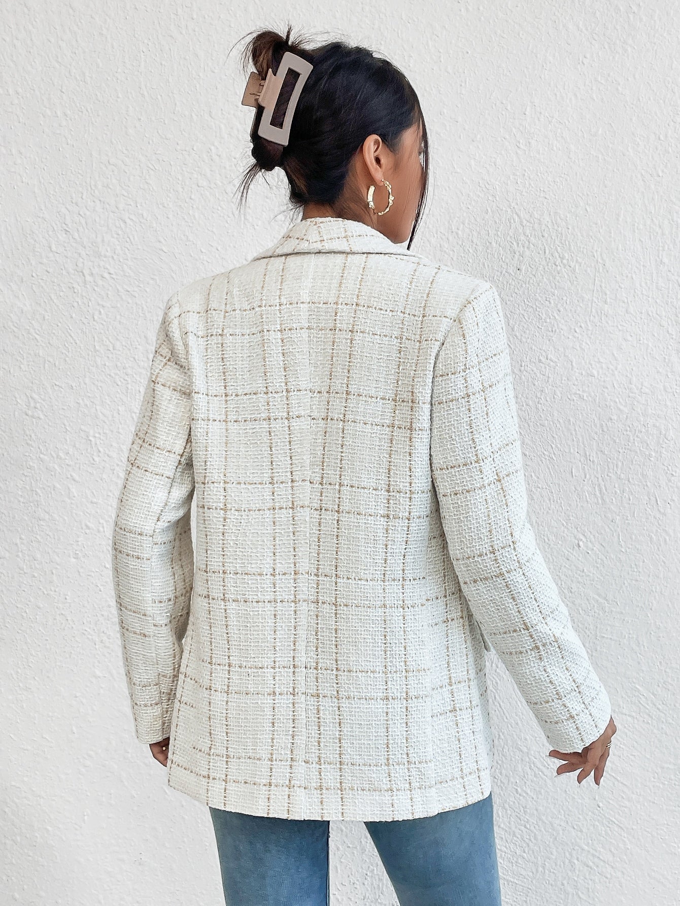 Blazer Feminino de Lã Xadrez