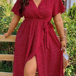 Vestido Midi Plus Size Feminino Poá Envelope