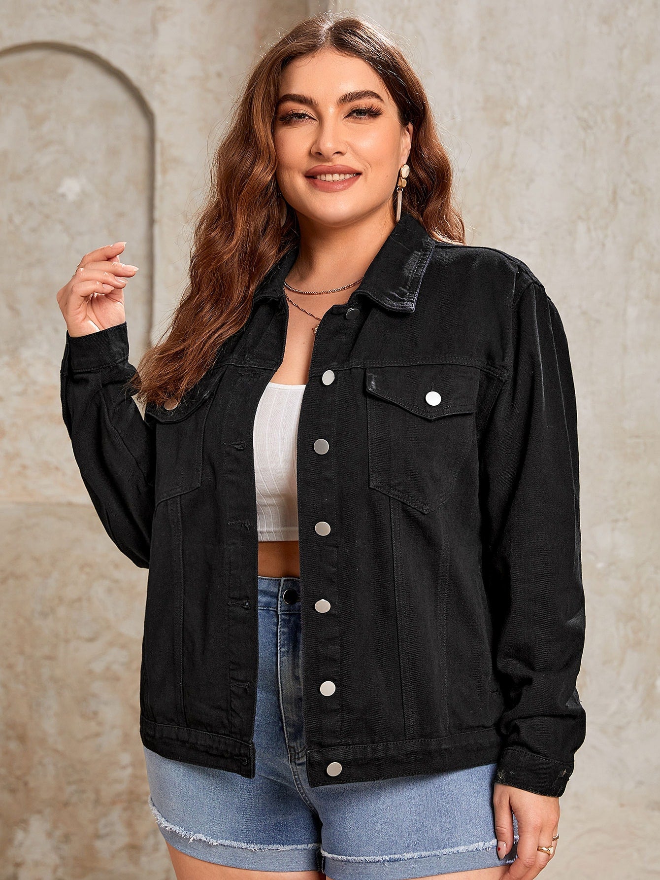 Jaqueta Jeans Feminina Plus Size
