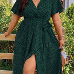 Vestido Midi Plus Size Feminino Poá Envelope