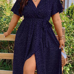 Vestido Midi Plus Size Feminino Poá Envelope