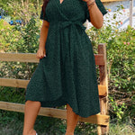 Vestido Midi Plus Size Feminino Poá Envelope