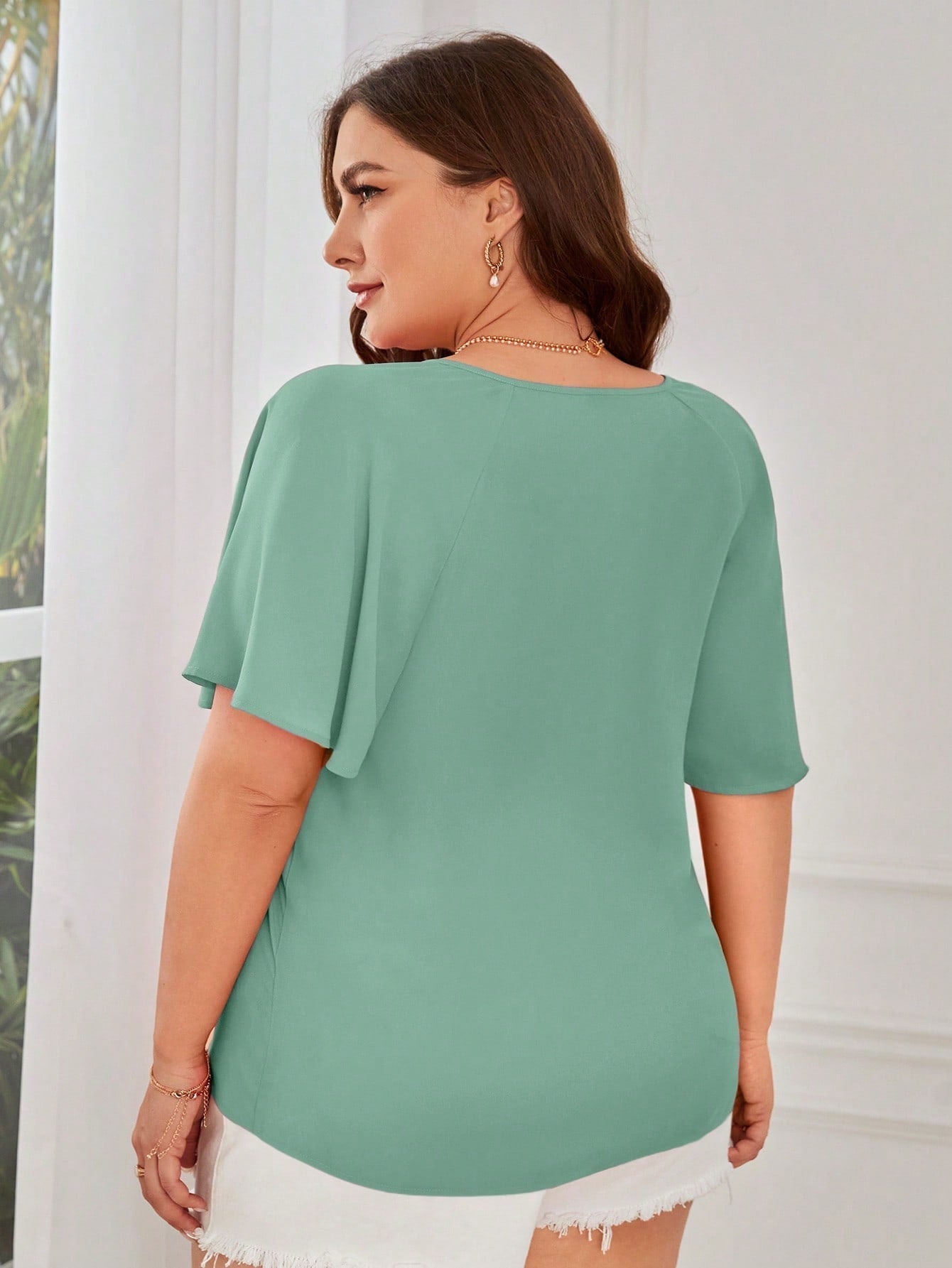 Blusa Plus Size Feminina Manga Raglan Elegante