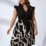 Vestido Feminino Plus Size Curto Mármore Decote V