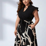 Vestido Feminino Plus Size Curto Mármore Decote V