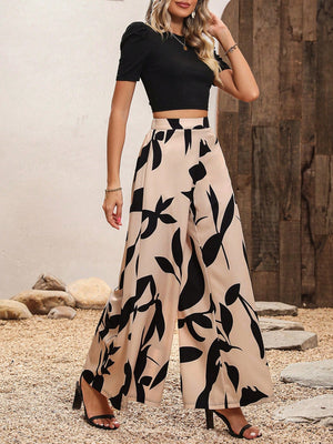 Conjunto Top de Tricô e Calça Floral