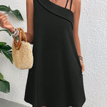 Vestido Curto Feminino Um Ombro Só Assimétrico