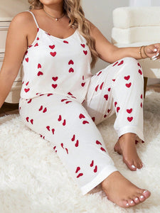 Pijama Longo Feminino Plus Size Soltinho Estampa Coração