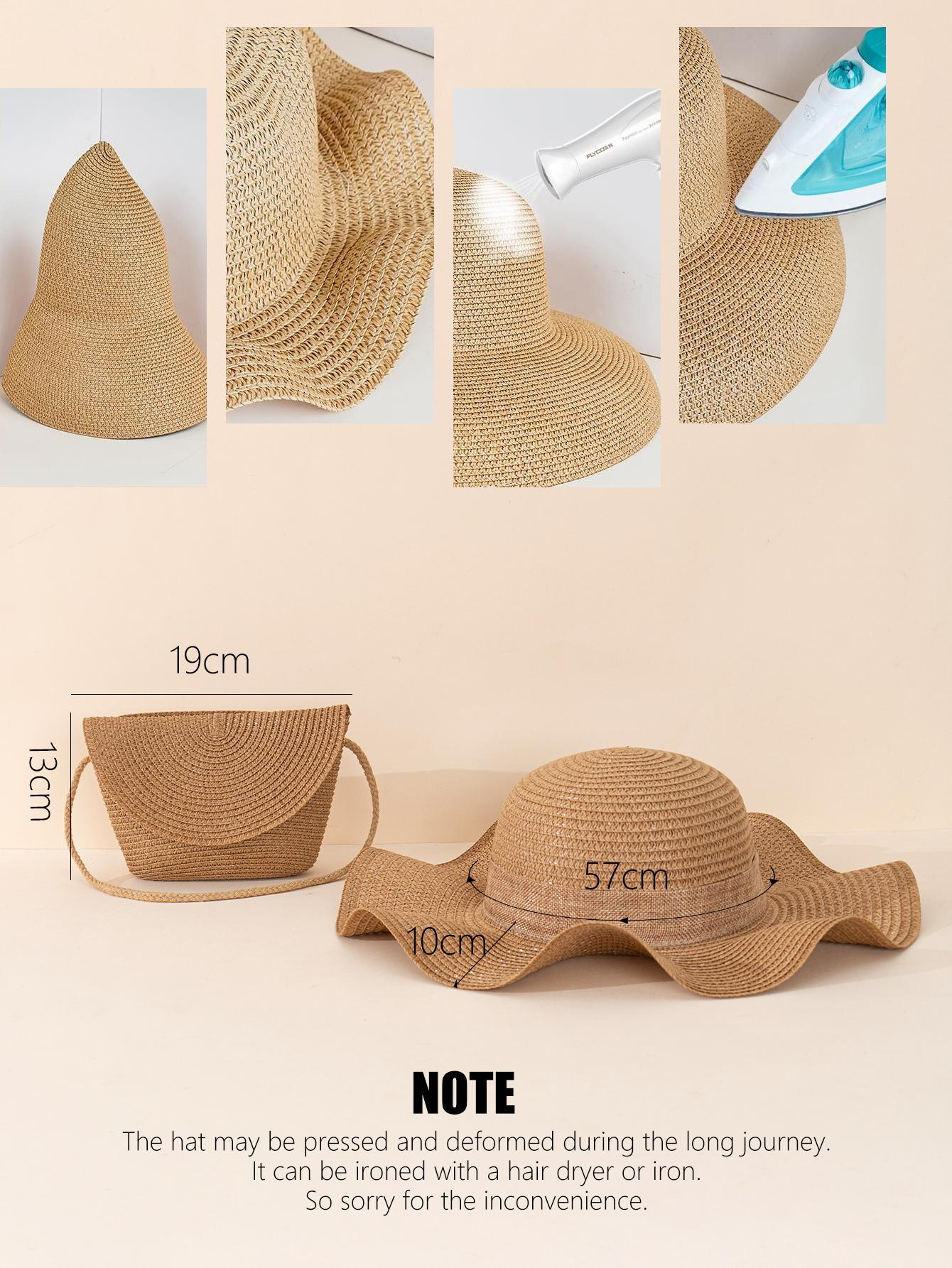 Conjunto de Chapéu de Praia e Bolsa Transversal