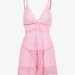 Camisola Sexy de Renda Semi Transparente + Calcinha