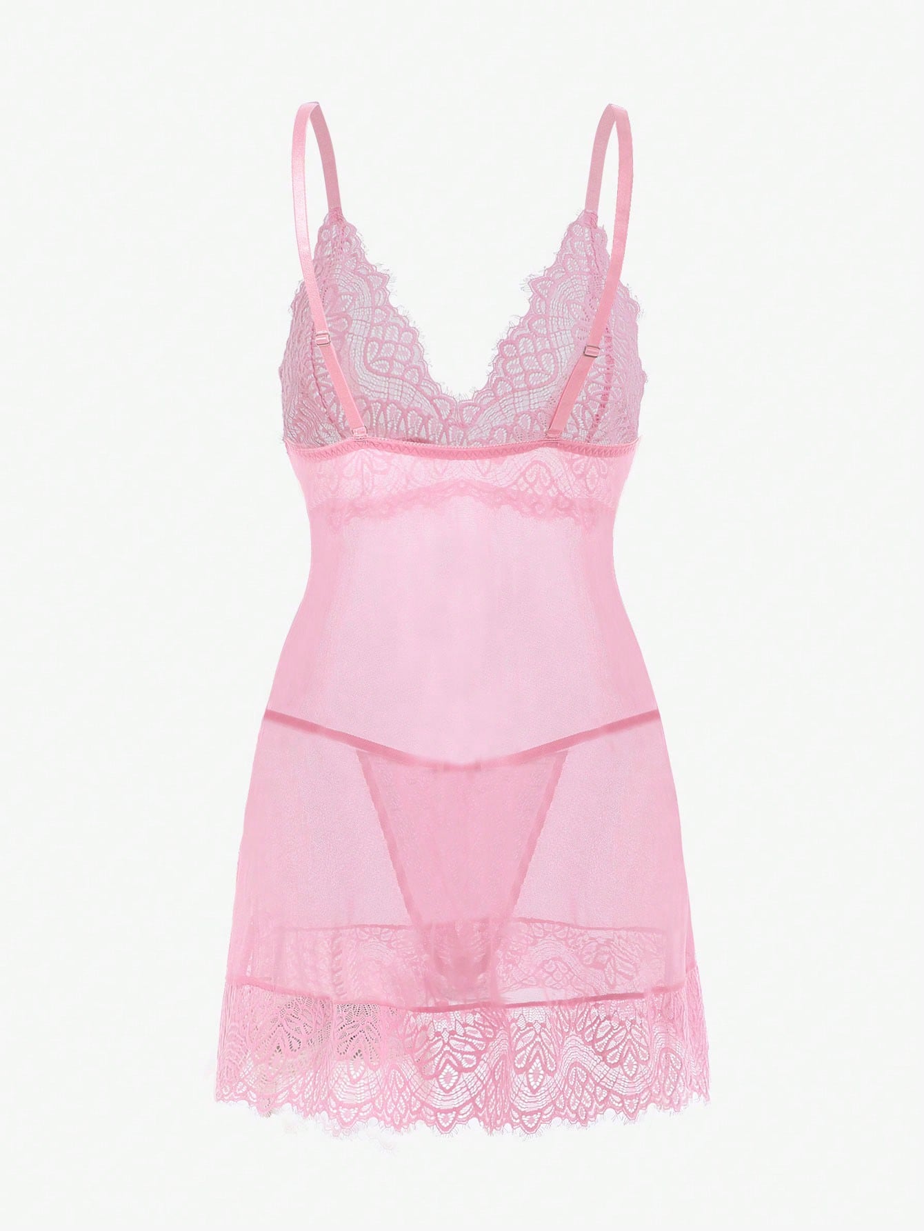 Camisola Sexy de Renda Semi Transparente + Calcinha