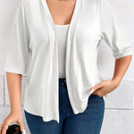 Casaco de Malha Feminino Meia Manga Plus Size