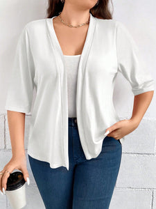 Casaco de Malha Feminino Meia Manga Plus Size