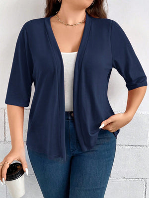 Casaco de Malha Feminino Meia Manga Plus Size