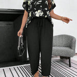 Conjunto Feminino Plus Size Manga Curta Calça Soltinha