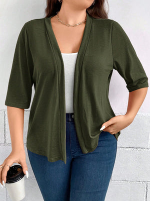 Casaco de Malha Feminino Meia Manga Plus Size