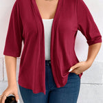 Casaco de Malha Feminino Meia Manga Plus Size