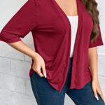 Casaco de Malha Feminino Meia Manga Plus Size