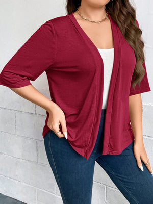 Casaco de Malha Feminino Meia Manga Plus Size
