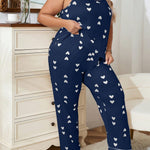 Pijama Longo Feminino Plus Size Soltinho Estampa Coração