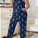 Pijama Longo Feminino Plus Size Soltinho Estampa Coração