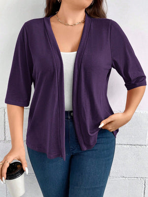 Casaco de Malha Feminino Meia Manga Plus Size