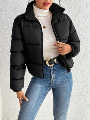 Jaqueta Puffer Feminina de Inverno Peluciada