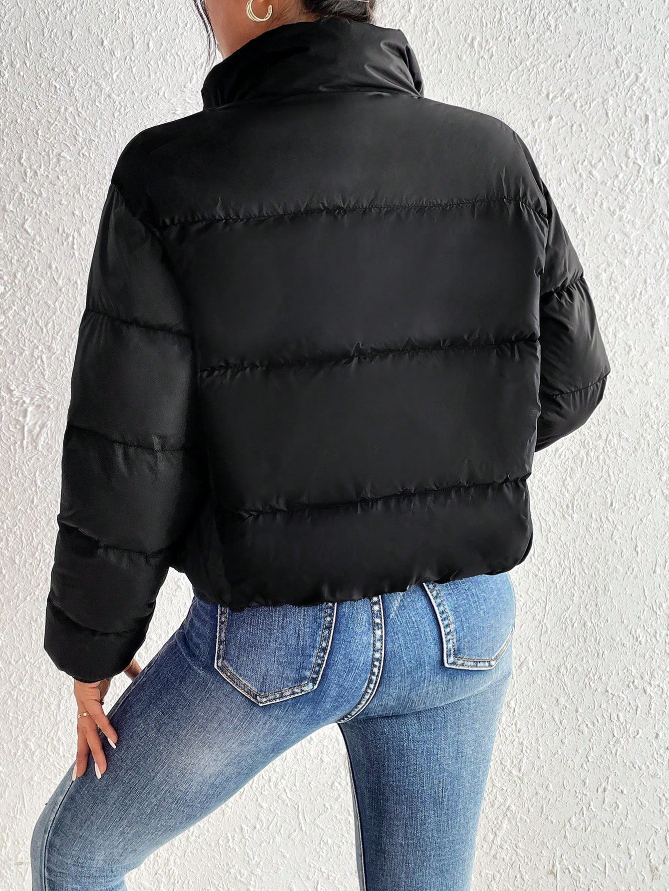 Jaqueta Puffer Feminina de Inverno Peluciada