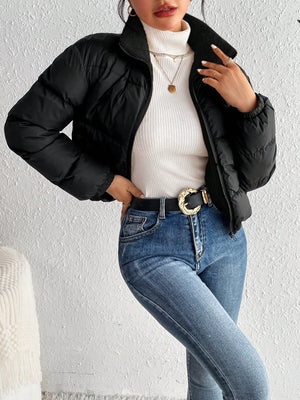Jaqueta Puffer Feminina de Inverno Peluciada
