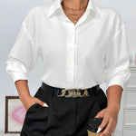 Camisa Feminina de Alfaiataria Plus Size Manga Comprida
