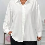 Camisa Feminina de Alfaiataria Plus Size Manga Comprida