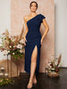 Vestido Midi Festa com Fenda Um Ombro Só