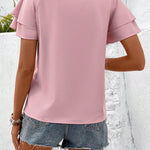 Blusa Feminina Manga Curta com Babado Elegante