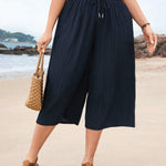 Calça Capri Feminina Plus Size Soltinha Preta