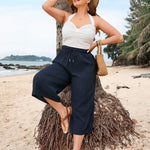 Calça Capri Feminina Plus Size Soltinha Preta