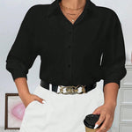Camisa Feminina de Alfaiataria Plus Size Manga Comprida