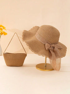 Conjunto de Chapéu de Praia e Bolsa Transversal