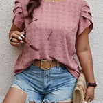 Blusa Plus Size Manga Curta Gola Redonda