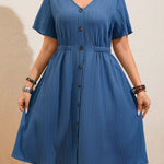 Vestido Midi Plus Size com Botões Soltinho