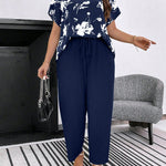 Conjunto Feminino Plus Size Manga Curta Calça Soltinha