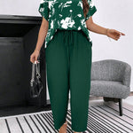 Conjunto Feminino Plus Size Manga Curta Calça Soltinha