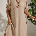 Vestido Midi Plus Size Soltinho Manga Morcego