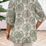 Blusa Feminina Plus Size Meia Manga Estampa Indiana