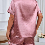 Pijama Feminino Plus Size Cetim Elegante Curto Coração